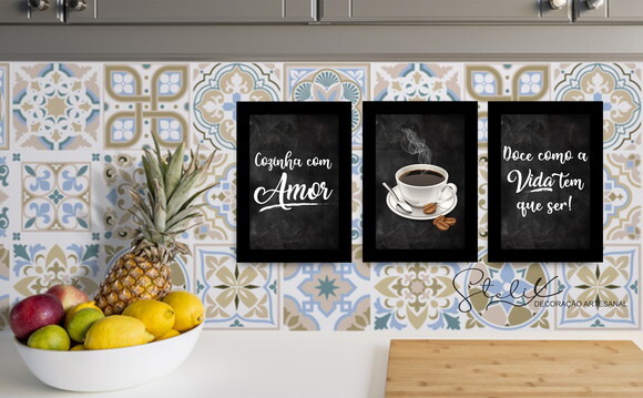 Kit Café e Cozinha - 3 Placas / Quadros Decorativos