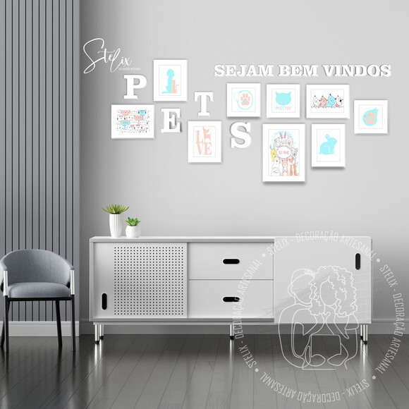 Kit Clínica Veterinária - 9 Placas Decorativas + 18 Letras