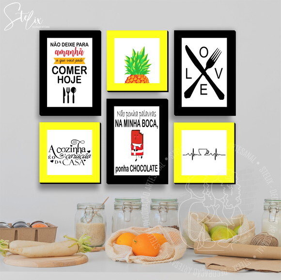 Kit Cozinha - 6 Placas Decorativas