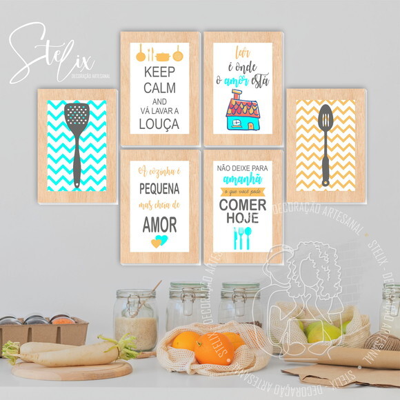 Kit Cozinha - 6 Placas Decorativas Médias