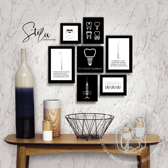 Kit Dentista Prata - 7 Placas / Quadros Decorativos