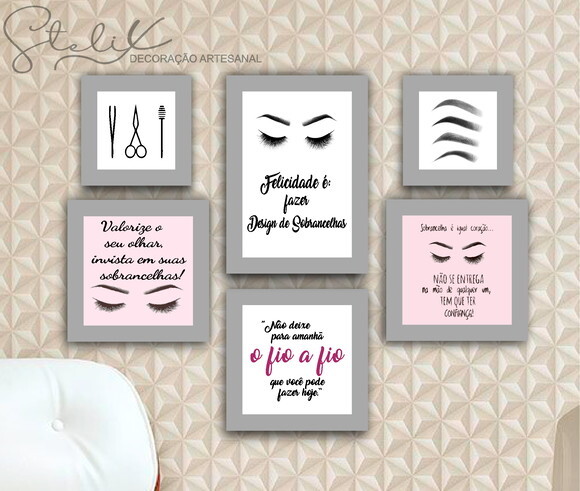 Kit Desig, de Sobrancelha - 6 Placas Decorativas Média