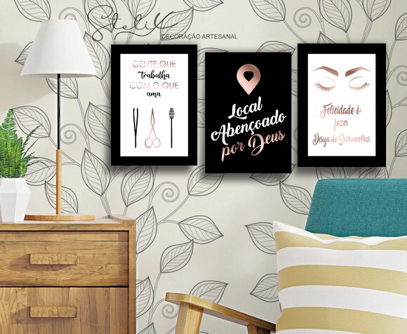 Kit Desig, de Sobrancelha Rosê - 3 Placas Decorativas Média