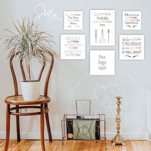 Kit Desig, de Sobrancelha Rosê - 6 Placas Decorativas Média