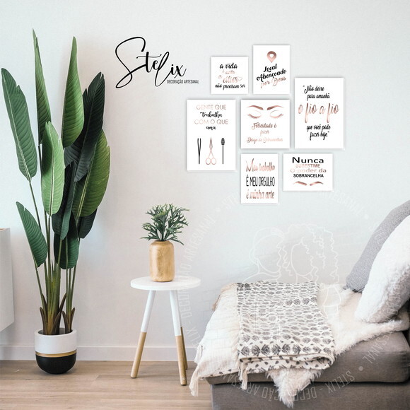 Kit Desig, de Sobrancelha Rosê - 7 Placas Decorativas Média