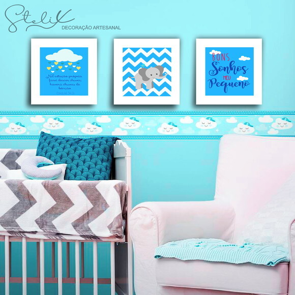 Kit Elefantinho - 3 Placas Decorativas