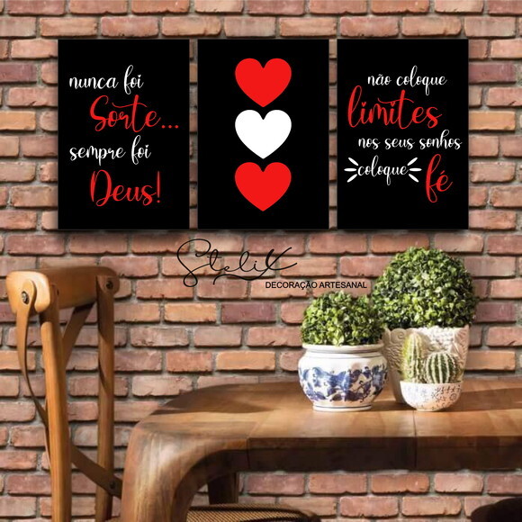 Kit Fé - 3 Placas / Quadros Decorativos
