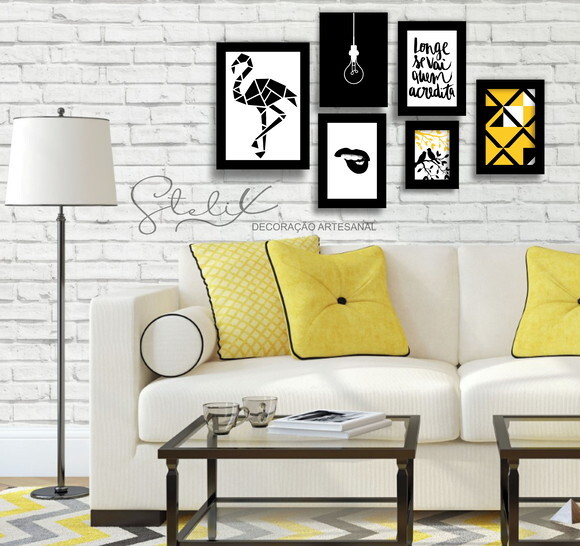 Kit Flamingo Geométrico - 6 Placas Decorativas