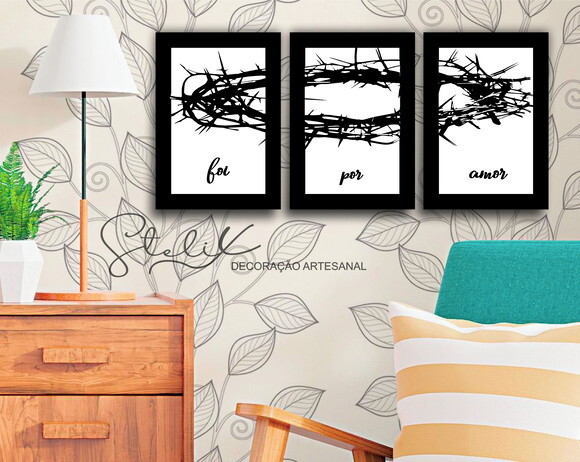 Kit Foi Por Amor - 3 Placas Decorativas