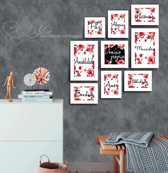 Kit Frutos do Espírito Santo - 9 Placas Decorativas