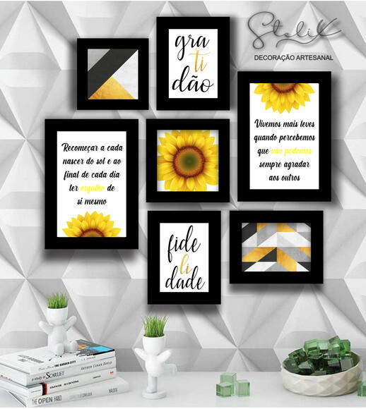Kit Girassol - 7 Placas Decorativas Médias