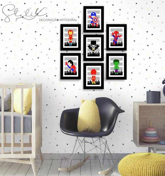 Kit Heróis Baby - 7 Placas Decorativas