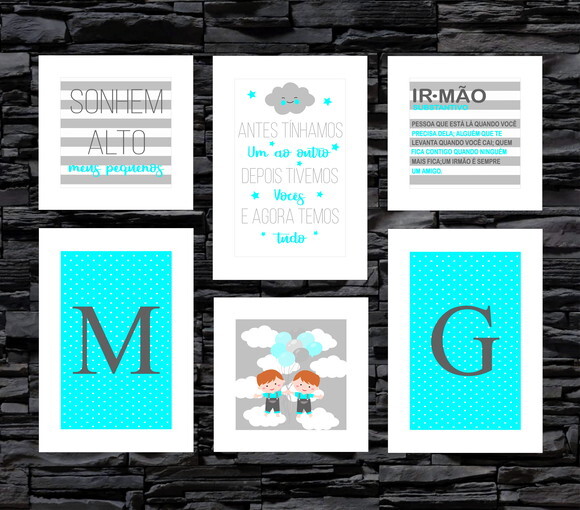 Kit Irmãos - 6 Placas Decorativas