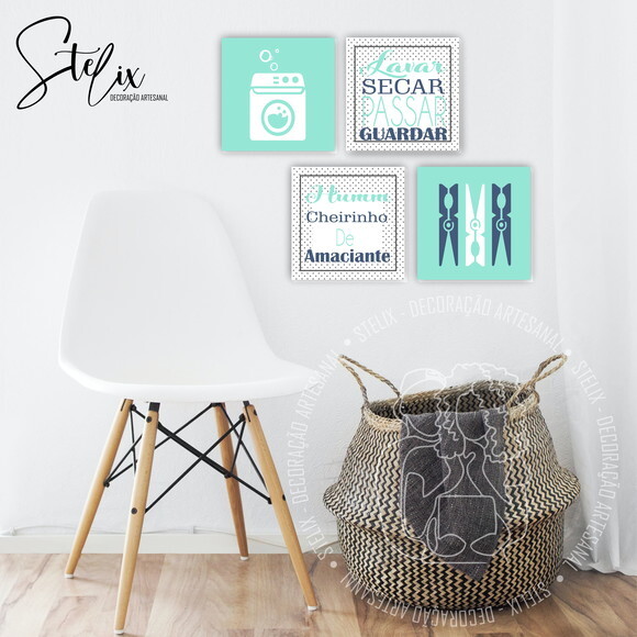 Kit Lavanderia - 4 Placas Decorativas Médias