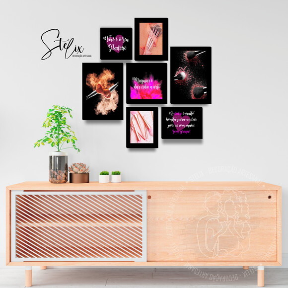 Kit Maquiagem - 7 Placas Decorativas