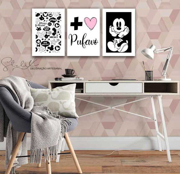 Kit Mickey - 3 Placas Decorativas Médias