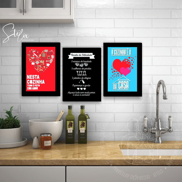 Kit Para Cozinha - 3 Placas Decorativas Médio