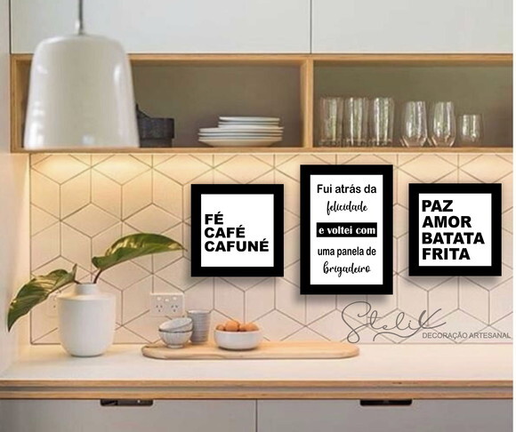 Kit Paz, Amor, Batata Frita - 3 Placas Decorativas Médio