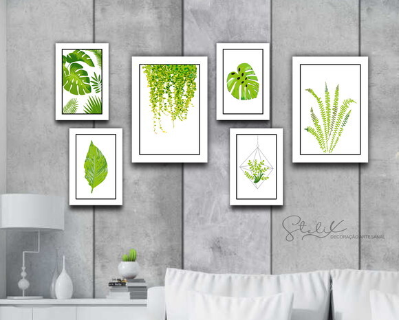 Kit Plantas - 6 Placas Decorativas