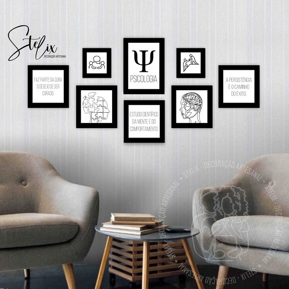 Kit Psicologia- 8 Placas / Quadros Decorativos