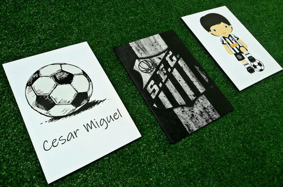 Kit Quadrinhos Futebol Santos - 3 Placas Decorativas Médias