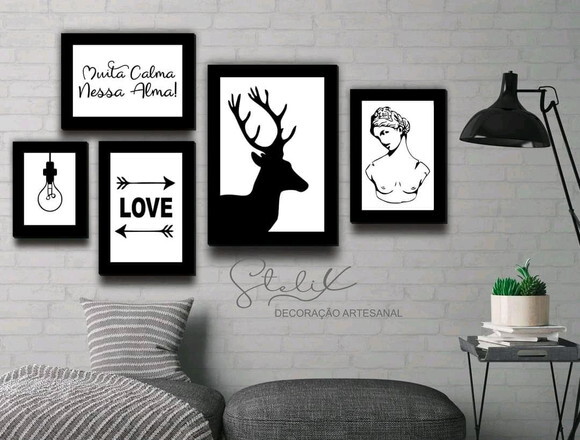 Kit Sala Moderna - 5 Placas Quadros Decorativos