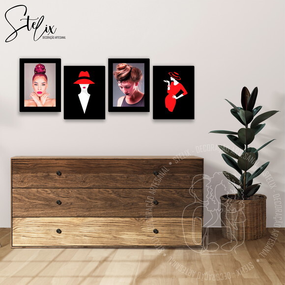 Kit Salão de Beleza - 4 Placas Decorativas Médias