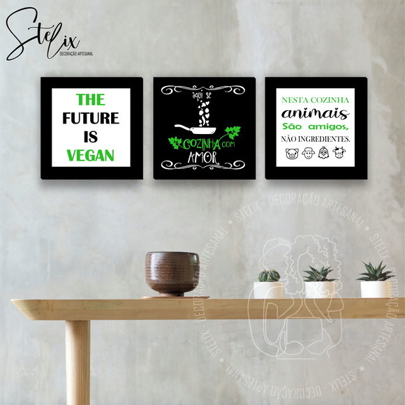 Kit Vegano - 3 Placas Decorativas