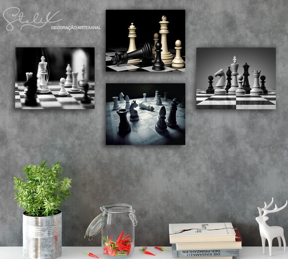 Kit Xadrez - 4 Placas Decorativas