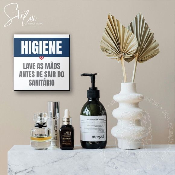 Placa de Aviso Personalizada Higiene para Lavabo