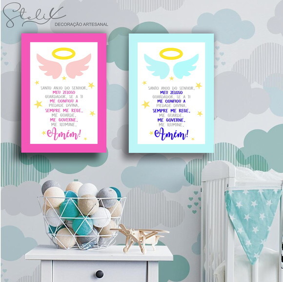 Placa Decorativa A4 - Santo Anjo do Senhor