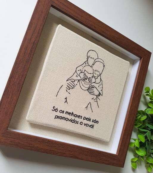 Quadro Bordado à Mão para o Melhor Vovô Peça Única