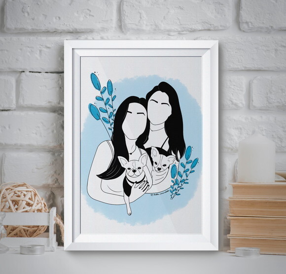 Quadro com Moldura e Vidro com Ilustração de Foto