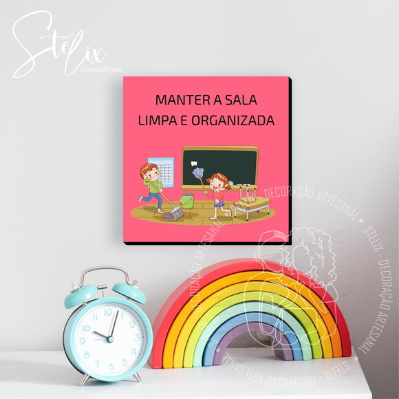 Quadro de Aviso Manter a Sala Limpa Volta às Aulas