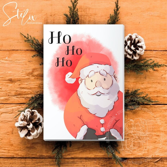 Quadro de Natal Papai Noel Hohoho Decoração Natalina