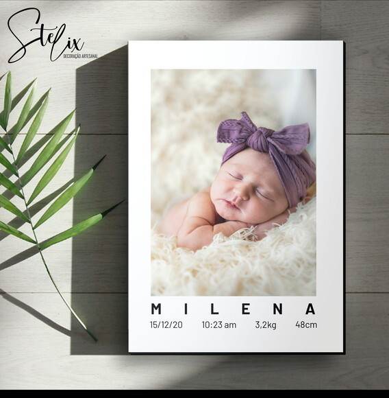 Quadro Meu Nascimento Personalizado com Foto do Seu Bebê