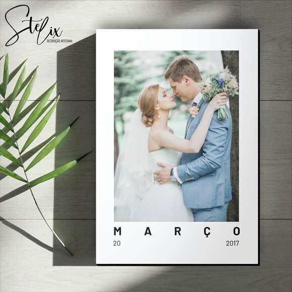 Quadro Personalizado com Sua Foto e Data de Casamento