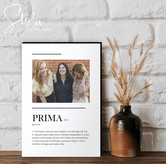 Quadro Personalizado Significado de Prima Presente Prima