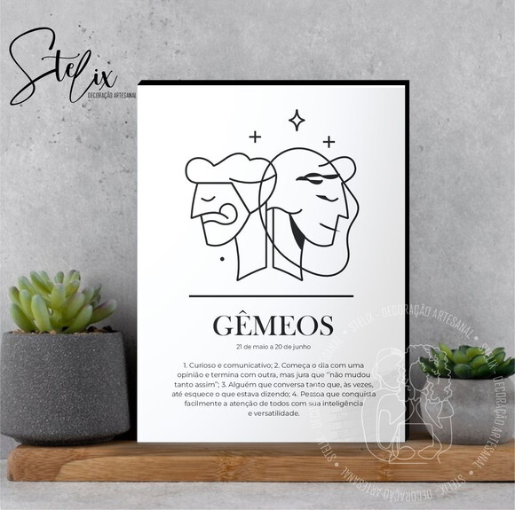 Quadro Significado dos Signo Gêmeos Presente para Geminiano