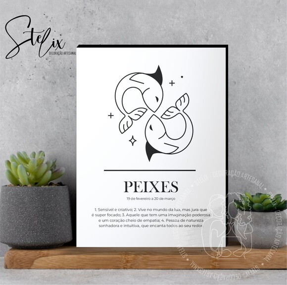 Quadro Significado dos Signo Peixes Presente para Pisciano