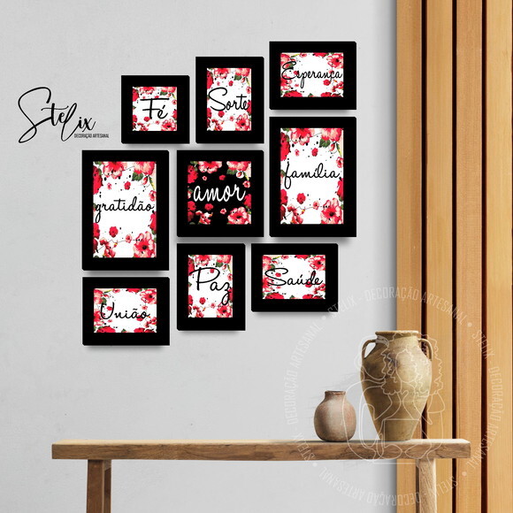 Quadros com Flores Vermelhas Amor Família Fé