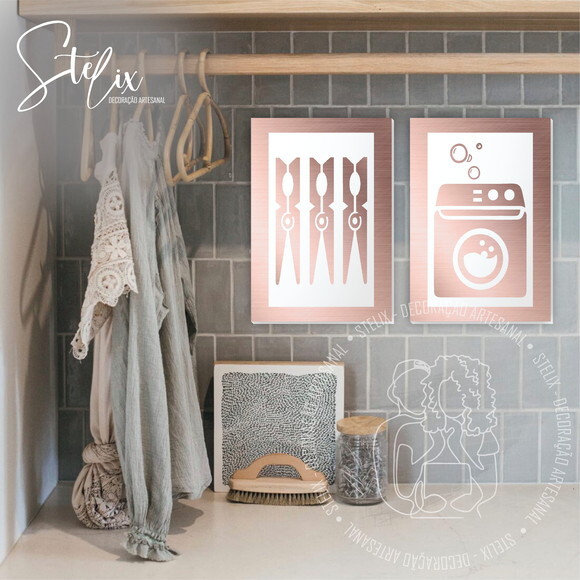 Quadros Decorativos para Lavanderia Rosê Gold