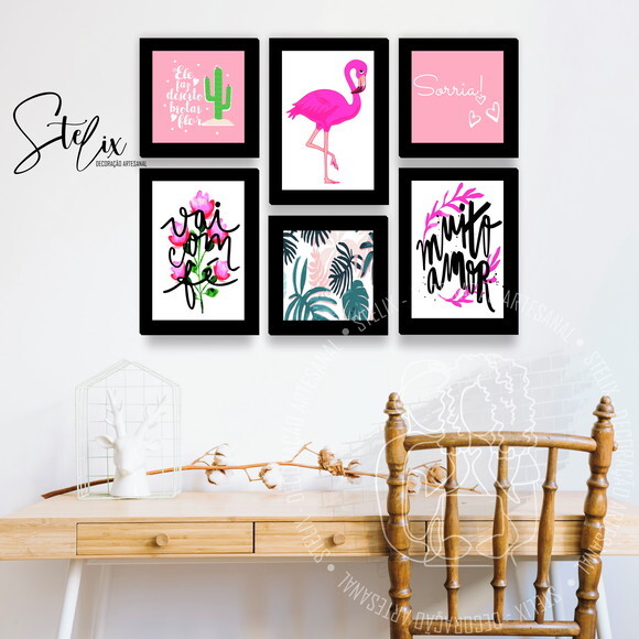 Quadros Decorativos para Sala ou Quarto Rosa Flamingo