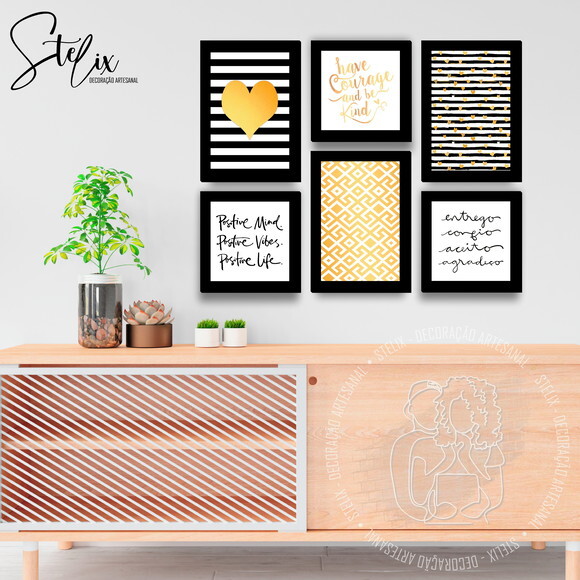 Quadros Decorativos para Sala Preto e Dourado