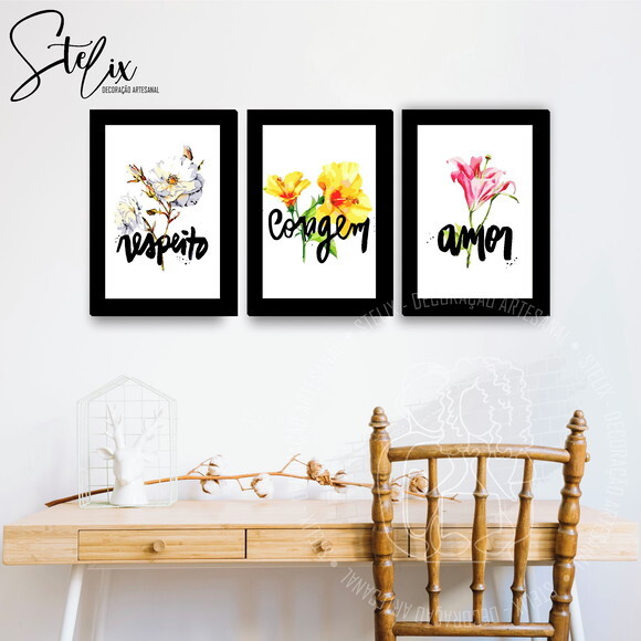 Quadros para Sala Amor, Respeito e Coragem