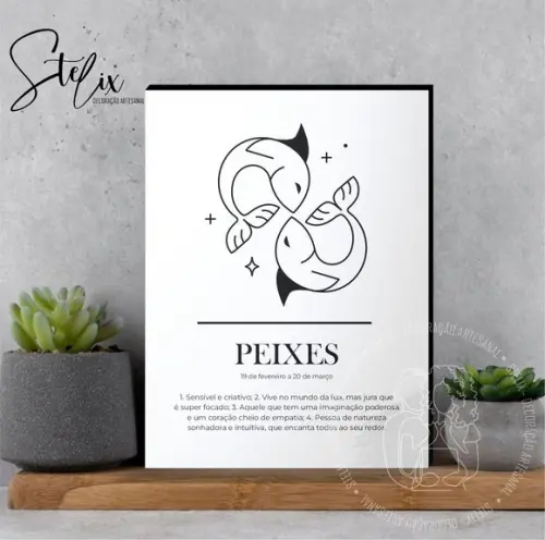 Quadro Significado dos Signo Peixes Presente para Pisciano