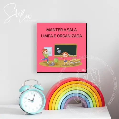 Quadro de Aviso Manter a Sala Limpa Volta às Aulas