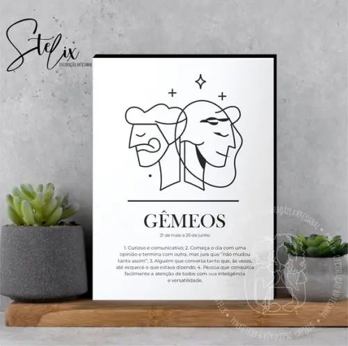 Quadro Significado dos Signo Gêmeos Presente para Geminiano