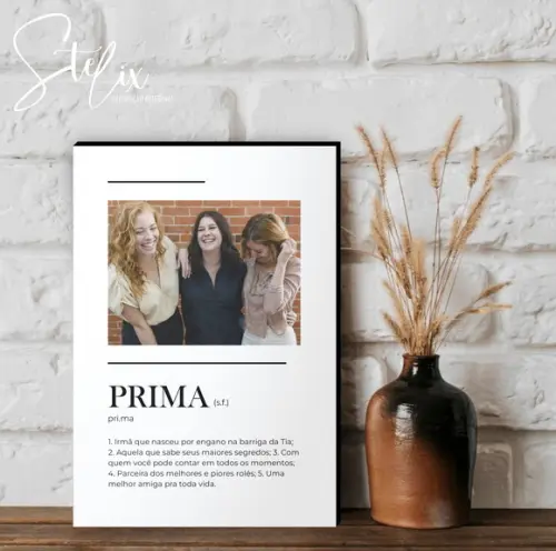 Quadro Personalizado Significado de Prima Presente Prima