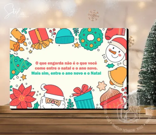 Quadro Frases de Natal Família Presente Decoração Natalina